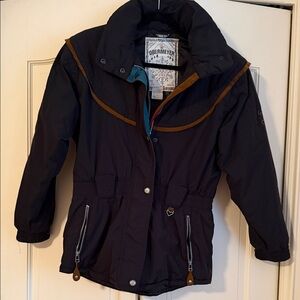 Obermeyer Black Puffer Jacket with Brown Trim